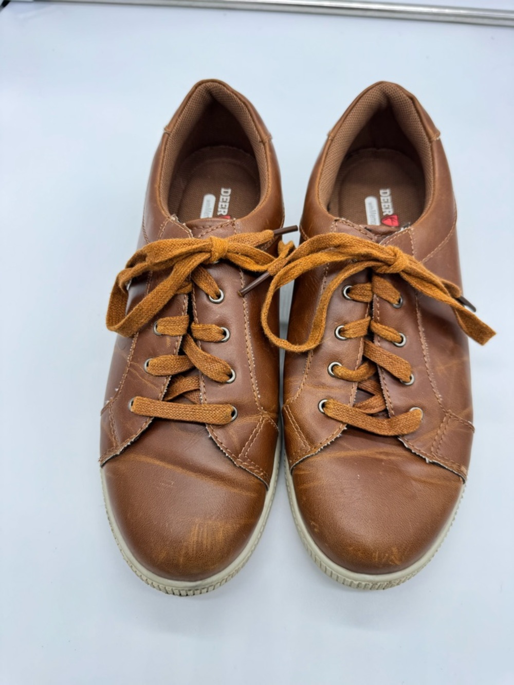 Deer Stags Brown Leather Lace-Up Slip-On Sneakers